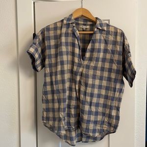 Madewell Blue and Cream Plaid Blouse